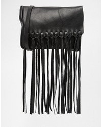 Asos Leather Tassel Flap Cross Body Bag