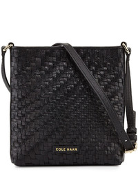 Cole Haan Lena Woven Leather Crossbody Bag Black