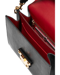 Dolce & Gabbana Lucia Lizard Effect Leather Shoulder Bag Black
