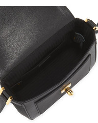 Fendi Mini Borsa Leather Crossbody Bag Black