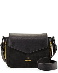 Pour La Victoire Noemi Pebbled Grid Leather Crossbody Bag Black