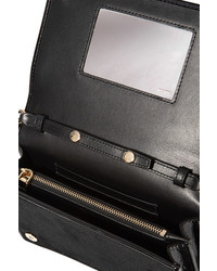 Miu Miu Patent Leather Trimmed Velvet Shoulder Bag Black