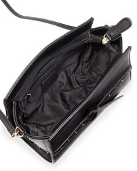 Neiman Marcus Pin Dot Wing Side Crossbody Bag Black
