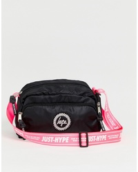 Hype Pink Neon Cross Body Bag In Black