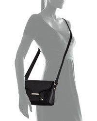 Poverty Flats By Rian Mesh Trim Faux Leather Crossbody Bag Black
