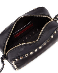 Valentino Rockstud Camera Small Leather Crossbody Bag Black