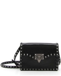 Valentino Rockstud Noir Calfskin Leather Shoulder Bag Black