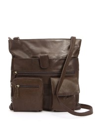 Rr Leather Double Pocket Leather Crossbody Bag