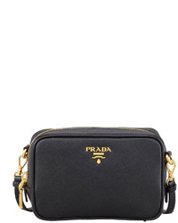 Prada Saffiano Mini Zip Crossbody Bag Black