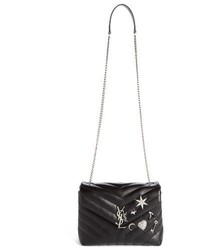 Saint Laurent Small Monogram Charms Leather Crossbody Bag Black