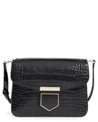 Givenchy Small Nobile Croc Embossed Leather Crossbody Bag Black