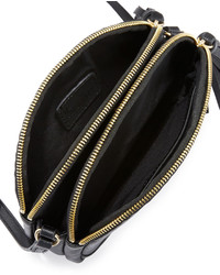Neiman Marcus Tassel Double Zip Crossbody Bag Black
