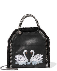 Stella McCartney The Falabella Embroidered Faux Brushed Leather Shoulder Bag Black