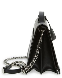 Moschino Top Handle Leather Crossbody Bag Black