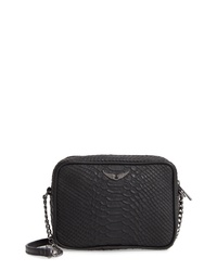 Zadig & Voltaire Xs Boxy Savage Croc Embossed Leather Crossbody Bag