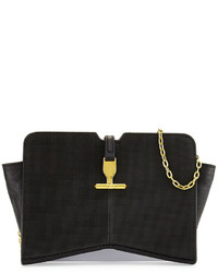 Pour La Victoire Zoe Pebbled Grid Leather Crossbody Bag Black