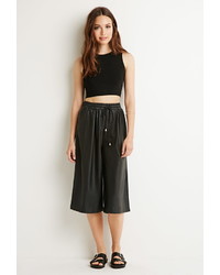 Forever 21 Contemporary Faux Leather Drawstring Culottes