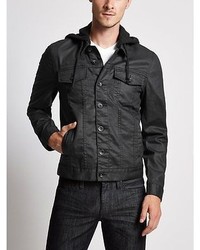 G by Guess Gbyguess Rakim Coated Denim Jacket With Removable Hood