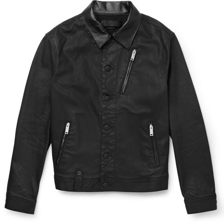 waxed black denim jacket