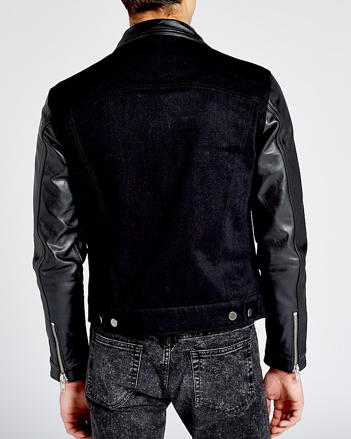 DIY Leather Sleeved Denim Jacket 