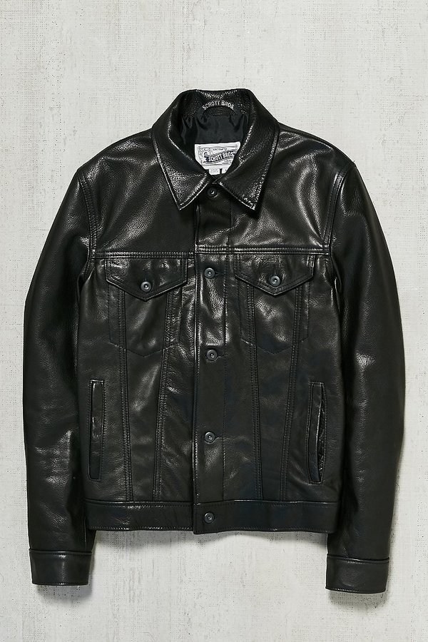 Schott Leather Trucker Jacket, $785 | Urban Outfitters | Lookastic