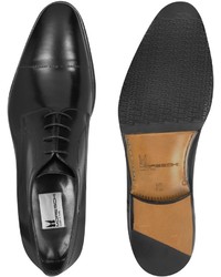 Moreschi Black Leather Cap Toe Derby Shoes