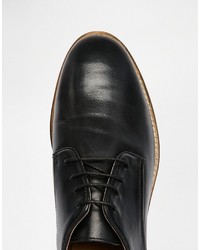 Asos Brand Derby Shoes In Black Leather With Natural Sole