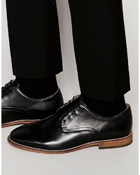 Asos Brand Derby Shoes In Black Leather With Natural Sole