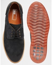 Asos Brand Derby Shoes In Black Nubuck Leather