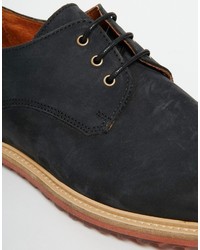 Asos Brand Derby Shoes In Black Nubuck Leather