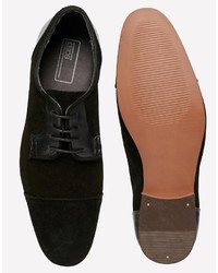 Asos Brand Derby Shoes In Black Suede And Leather