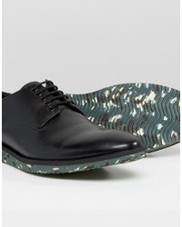 Asos Derby Shoe In Black Leather With Interest Sole