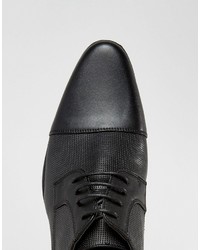 Asos Derby Shoes In Black Faux Leather With Texture Emboss