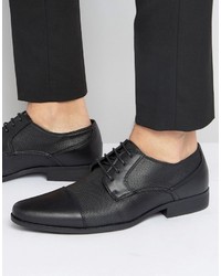 Asos Derby Shoes In Black Faux Leather With Texture Emboss