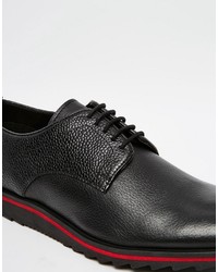 Asos Derby Shoes In Black Leather With Cleated Sole