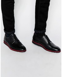 Asos Derby Shoes In Black Leather With Cleated Sole