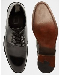 Asos Derby Shoes In Black Leather With Looped Laces