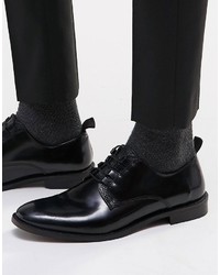 Asos Derby Shoes In Black Leather With Looped Laces