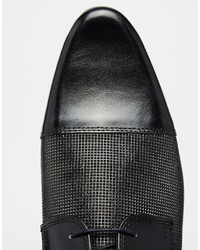 Asos Derby Shoes In Black Textured Leather With Toe Cap