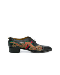Gucci Dragon Embroidered Lace Up Shoes