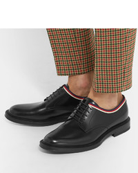 Gucci Grosgrain Trimmed Leather Derby Shoes