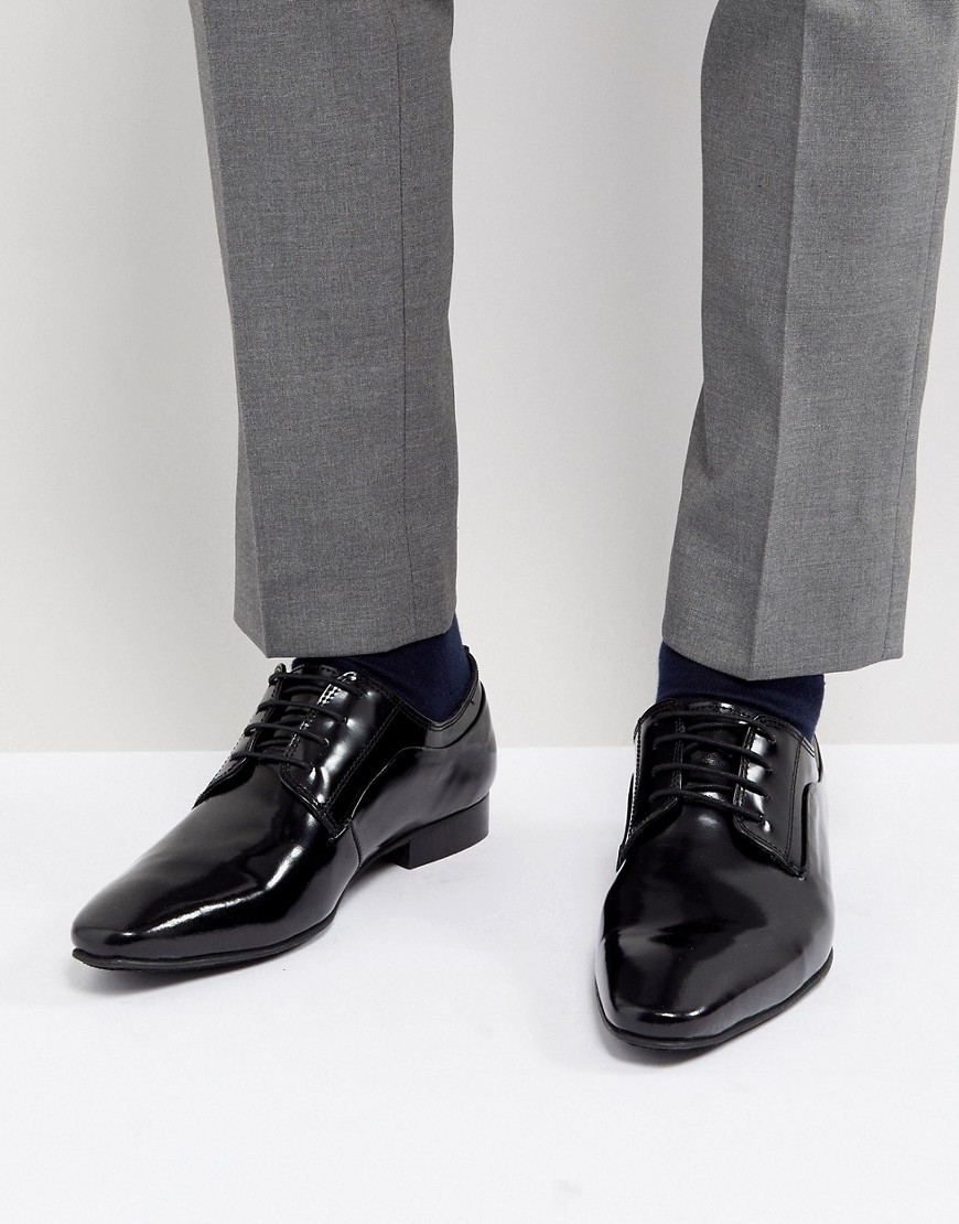 Dune Lace Up Derby Shoes In Black High Shine, $15 | Asos | Lookastic