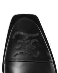 Fendi Logo Embroidered Leather Derby Shoes