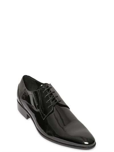 Patent Leather Derby Lace Up Shoes, $204 | LUISAVIAROMA | Lookastic