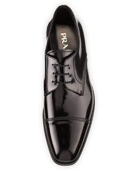 Prada Polished Leather Derby Shoe Black