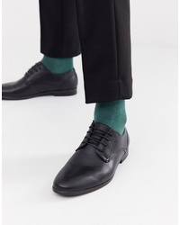 Burton Menswear Rounder Toe Derby Shoes In Black