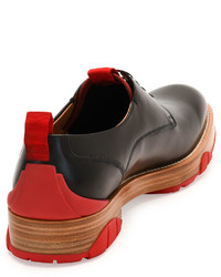 Salvatore Ferragamo Runway Calfskin Lace Up Derby Shoe With Rubber Sole