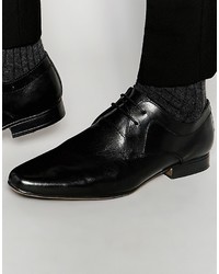 Frank Wright Smart Derby Shoes In Black Leather