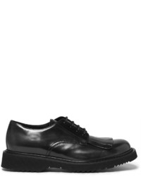 Prada Spazzolato Leather Kiltie Derby Shoes