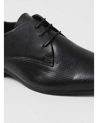 Topman Black Leather Perforated Derby Shoes